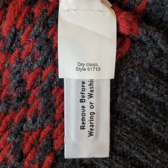 Vintage J. CREW 1/4 Zip Sweater 100% Lamb's Wool Fair Isle Men's Medium Red Gray - Picture 8 of 13